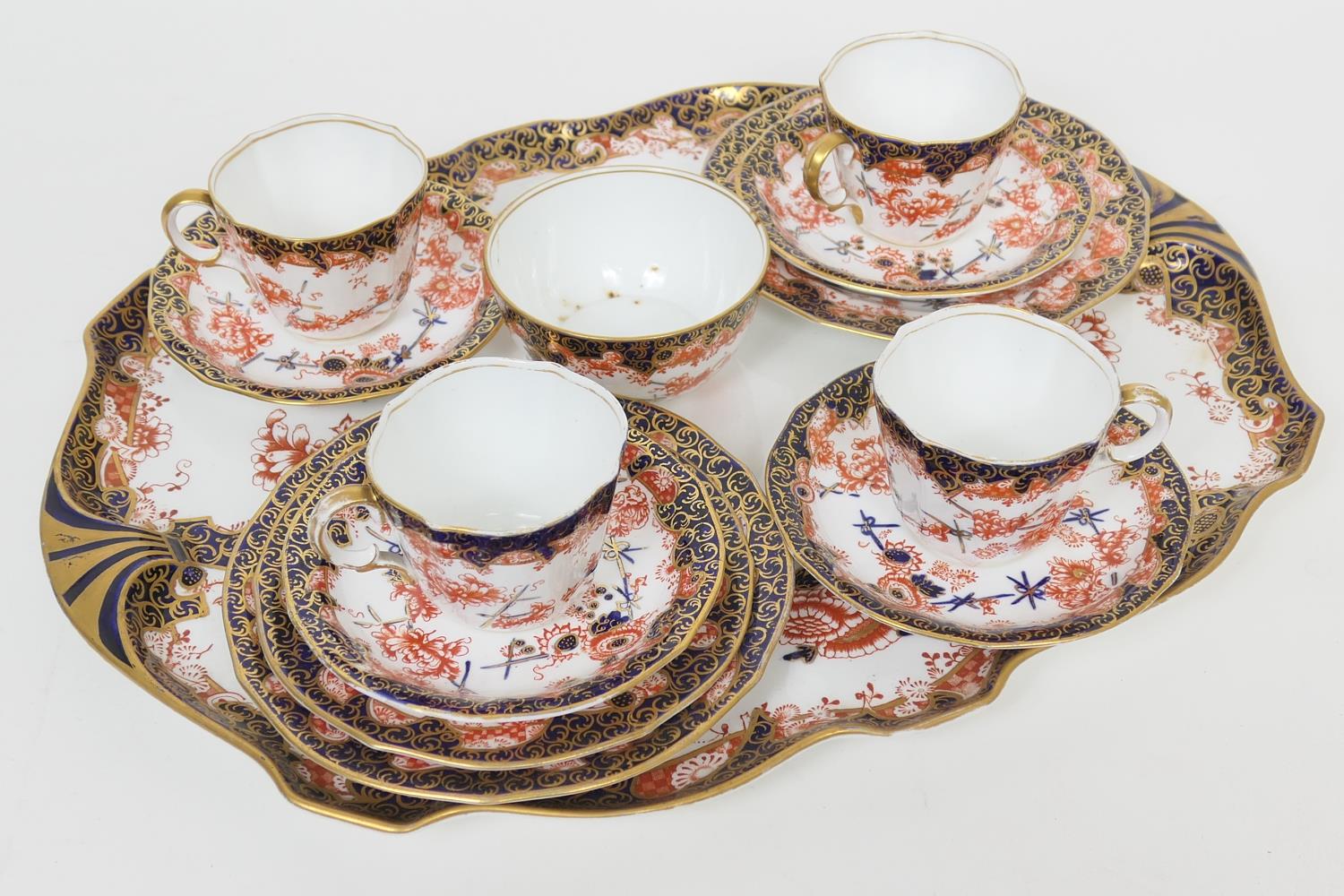 Royal Crown Derby part cabaret set, circa 1900-10, decorated with the scissor pattern, number