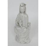 Chinese blanc de chine figure of Guanyin, late 19th Century, 24cm