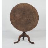 George III mahogany tilt top tripod table, early 19th Century, circular top over a birdcage