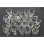 Collection of mixed deceptive glassware, Victorian and later including toastmaster's glasses (firing