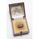 Ruby and diamond ring in 18ct gold, Chester 1915, size M, weight approx. 2.7g