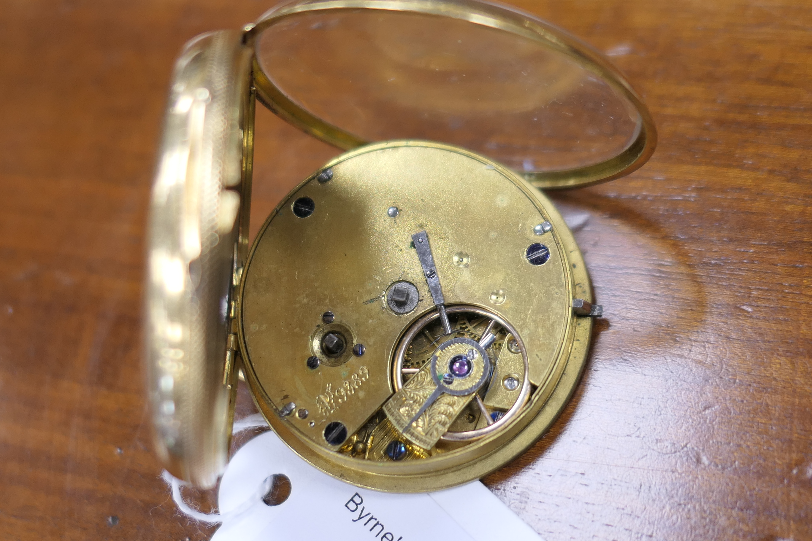 Victorian 18ct gold open faced pocket watch, hallmarked Chester 1850, 40mm gilt dial chased with - Image 5 of 6