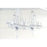 Pair of cut and moulded glass eight branch chandeliers, late 20th Century, 73cm drop, 56cm diameter