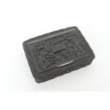 Cantonese carved tortoiseshell snuff box, late 19th Century, curved form carved with figural panels,