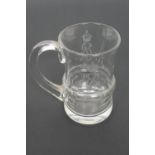 Rare Edward VIII accession glass tankard, circa 1936, by Thomas Goode, height 13.5cm