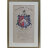 'T' Yorkshirmans Coit of Arms' (sic), hand painted and inscribed with a verse and the motto 'Tak hod