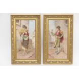 Antonin Boullemier (1840-1900) for Mintons, a pair of hand decorated china plaques, circa 1875-90,