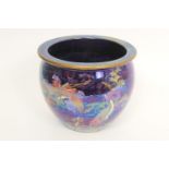 Maling Chinese Cranes pattern jardiniere, with lustrous purple ground, pattern 3196, height 20cm