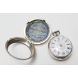 George III pair cased silver verge pocket watch, by Robinson, London, 37mm white dial with Arabic
