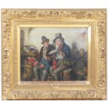 Johannes Stoll (German, late 19th Century), Pair, Old Friends, oils on canvas, signed, 42cm x 52cm