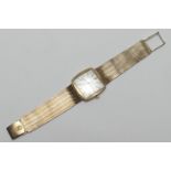 Omega De Ville 9ct gold gent's bracelet wristwatch, circa 1970, cushion shaped cased with 24mm