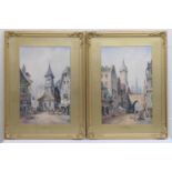 Cecil Jack Keats (active late 19th/early 20th Century), Pair, Antwerp and Bruges, watercolours,