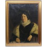 Charles Gray (1808-92), Portrait of a lady seated in an ermine stole, signed oil on canvas, dated