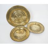 Pair of Continental brass dishes, commemorating the battle and capture of a Roman fortification by a