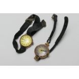 Two ladies' vintage 9ct gold cased wristwatches, circa 1920s-40s, 25mm and 23mm diameter, both