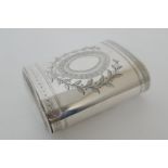 Anglo-Eastern white metal travelling cigar case, probably late 19th Century, cushion form engraved