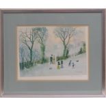 Helen Layfield Bradley (1900-79), 'On a beautiful Winter's day', lithograph in colours, signed in