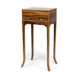 French coromandel lady's vanity table, circa 1910-20, edged throughout with boxwood and opening to