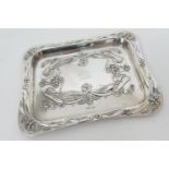 Edwardian silver dressing table tray, by Walker & Hall, Sheffield 1905, rectangular form worked with