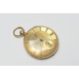 Victorian 18ct gold open faced pocket watch, hallmarked Chester 1850, 40mm gilt dial chased with