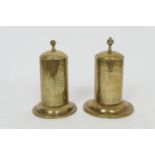 Pair of Welsh brass host containers, dated 1923, both inscribed 'Chapel Crossing, Llanbrynmair',
