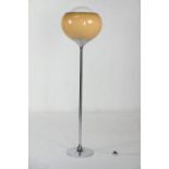 Modernist chrome and perspex standard lamp, with fawn and white shade, height 177cm, 48cm diameter