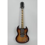 John Birch custom built 12 string electric guitar, circa 1976, inscribed to the head 'Custom built