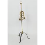 Late 18th Century brass and wrought metal standing toaster, or lark spit, with adjustable brass