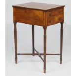Regency mahogany and inlaid work table, circa 1815-25, fitted with two opposing drawers, each