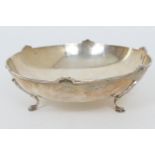George V silver bowl, maker WHH, Birmingham 1935, plain shallow form, raised on three stepped