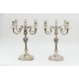 Fine pair of cast silver candelabra after designs by Paul de Lamerie, maker C J Vander Ltd, 1961,