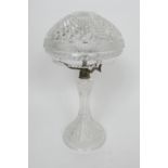 Cut glass mushroom form table lamp, height 43cm