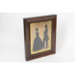 Early Victorian silhouette of John and Sarah Brooker on their wedding day, circa 1848, the