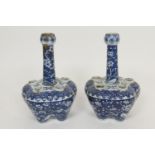 Pair of Chinese blue and white tulip vases, 19th Century, traditional form and decorated with prunus