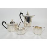 George V silver four piece tea service, by Roberts & Belk, Sheffield 1929, comprising teapot,