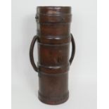 World War I leather artillery shell carrier, stamped 'J A H' and with arrow mark, twin carrying