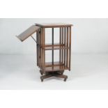 George V oak revolving bookcase, with folding lectern, 54cm x 47cm, height 93cm