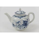 Worcester Mansfield pattern blue and white bullet shaped teapot and cover, circa 1770, open crescent