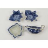 Leeds Pottery pearlware leaf pickle dish, circa 1800, 12.5cm; also a pair of transfer printed leaf