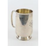 Edwardian silver christening tankard, by William Hutton & Sons, Birmingham 1908, slightly tapered