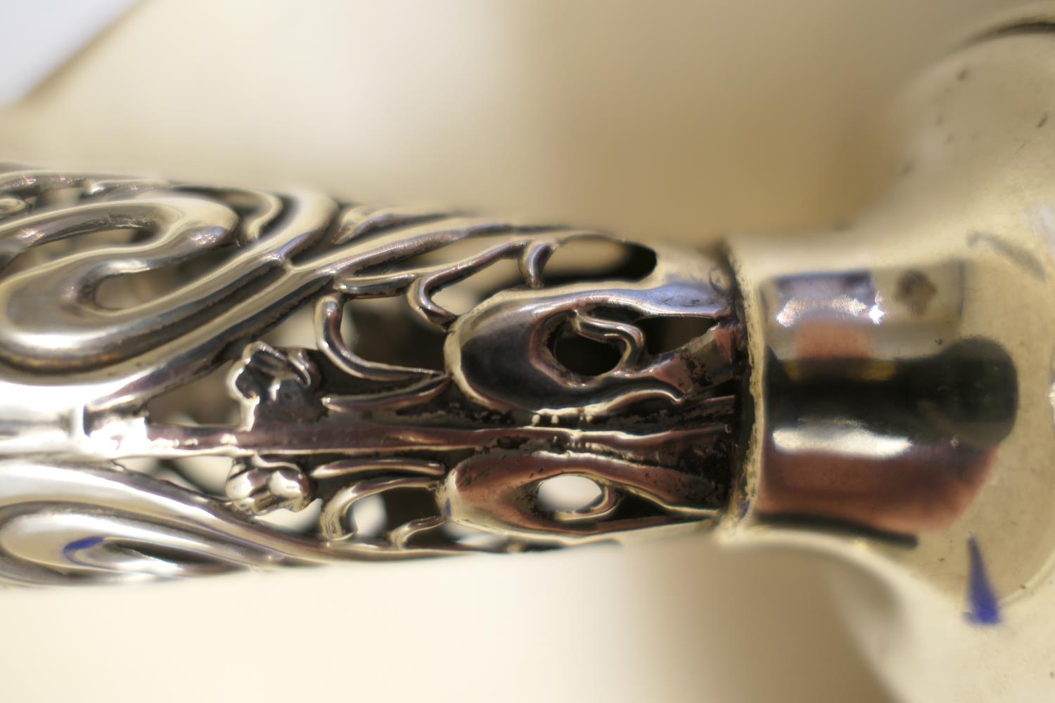 Edwardian silver specimen vase, by Nathan & Hayes, Chester 1905, pierced trumpet form worked in - Image 3 of 13