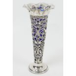 Edwardian silver specimen vase, by Nathan & Hayes, Chester 1905, pierced trumpet form worked in