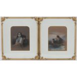 Karl August Bielchowski (1826-83), Pair, Children of Naples, watercolours and pastel, signed, 28cm x