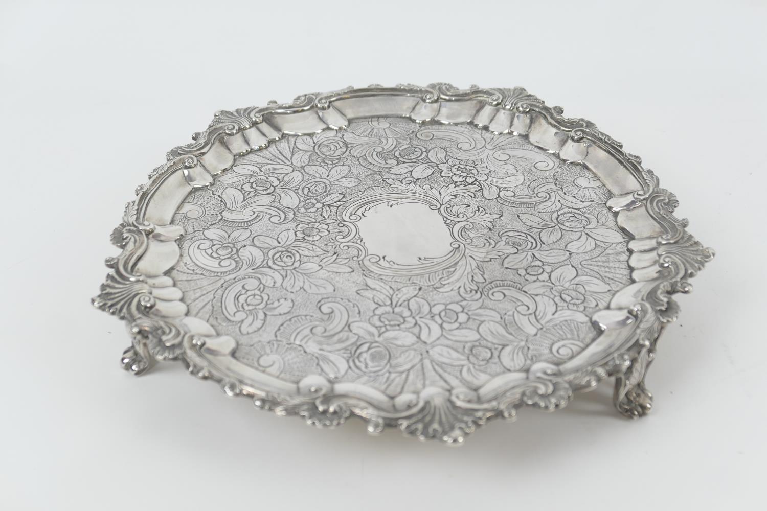 George III silver salver, maker possibly Thomas Howell, London 1791, circular form with raised