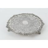 George III silver salver, maker possibly Thomas Howell, London 1791, circular form with raised