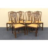 Set of six Edwardian mahogany dining chairs (5 + 1), in the Georgian style, each with an anthemion