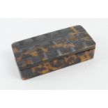 Tortoiseshell snuff box, early 19th Century, rectangular form, the cover pressed with chequerboard