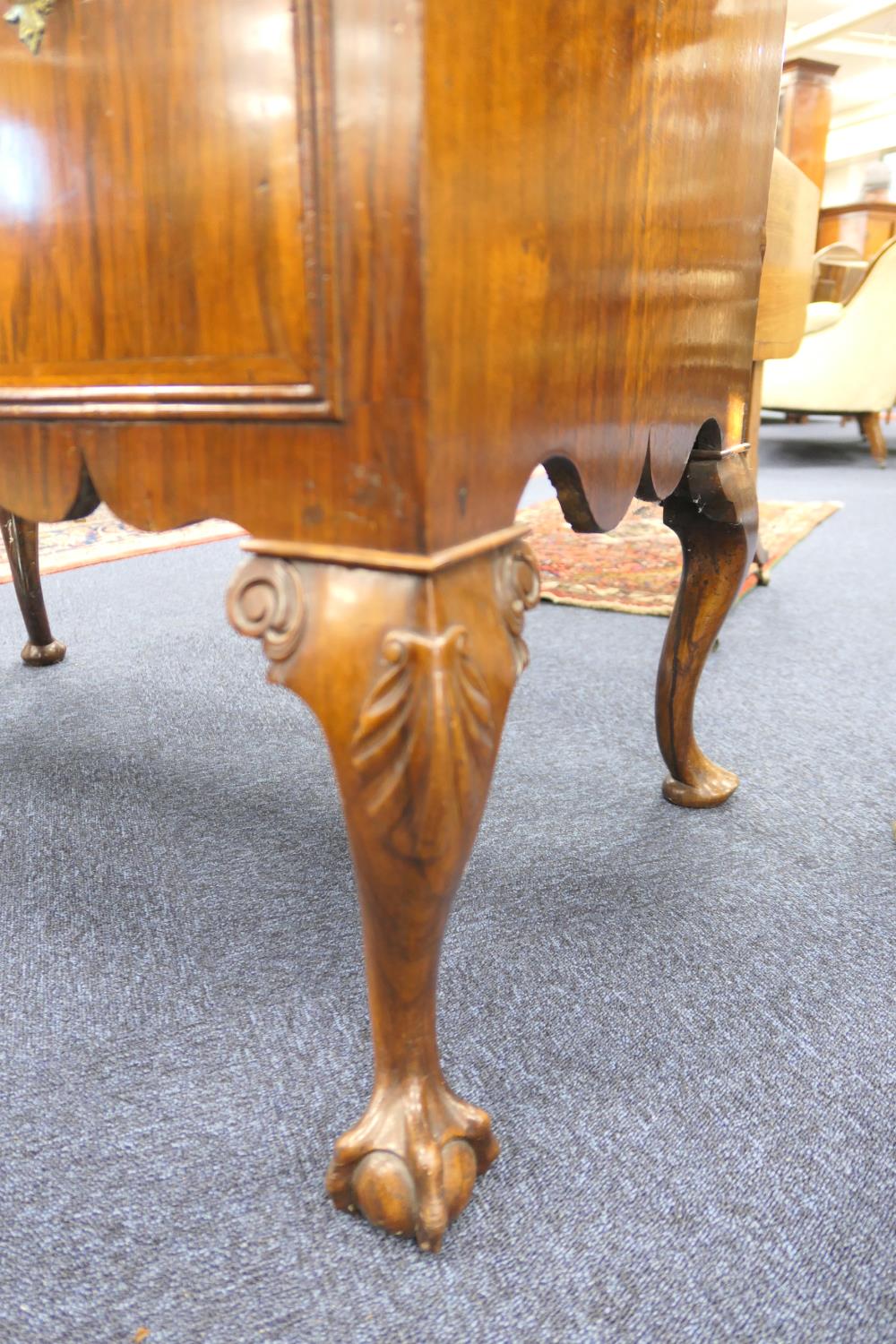 Walnut chest on stand, early 18th Century and later, the top with moulded cornice over three short - Image 10 of 18