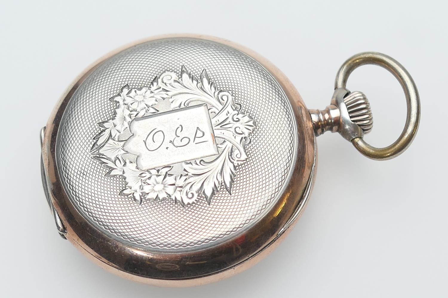 Omega 800 standard silver cased pocket watch, white dial with Arabic numerals, inner 24 hour - Image 2 of 3