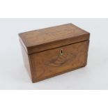 George III satinwood and inlaid tea caddy, circa 1790-1800, with shell inlays in boxwood and